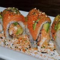D' Man Roll · In: spicy octopus, crab, avocado.

Out: salmon, avocado with spicy dry furikake.

These item...