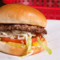 1/3 Lb. Hamburger · All burgers served with mustard, pickles, onions, lettuce, and tomatoes. Burgers cooked medi...