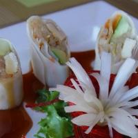 Spring Rolls · cucumbers, bean sprouts, carrots, beets, and tofu with plum sauce.