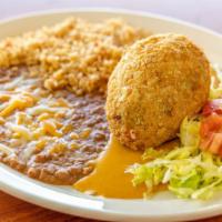 Fried Avocado · Deep-Fried avocado on a bed of queso stuffed with your choice of fajita beef or chicken and ...