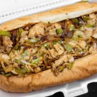 Chicken Philly Sandwich · Lettuce, tomatoes, grilled onions, green peppers, mushrooms, mayo, & Swiss cheese.