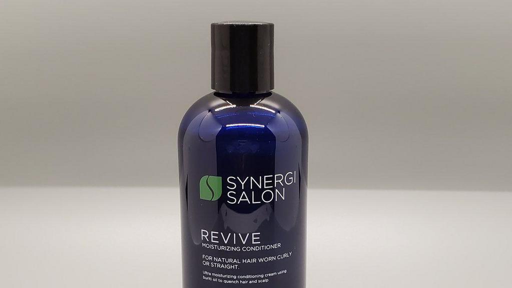 Synergi Revive Moisturizing Conditioner · 8 oz. Ultra moisturizing conditioning cream using natural Shea butter to quench hair and scalp. Revive Moisturizing Conditioner rejuvenates dry hair and scalp using Shea and castor oil. This hair mask helps bring back shine and strengthens hair from repeated daily styling. Great for thick, dry, coarse, color treated and chemically processed textures. Can be used alone as an intense deep conditioning treatment or with Shade Moisture Sealing Oil as a hot oil treatment. 

Directions: Work into wet hair before washing with Recover or Renew Shampoo; or use with Synergi Shade Moisture-Sealing Oil as part of a hot oil treatment.