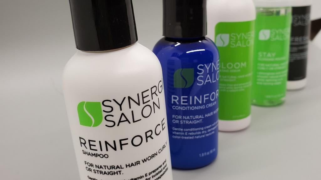 Synergi Signature Travel Pack · Your favorite synergi products in travel friendly sizes! TSA approved, carry on ready! 2 oz Reinforce Shampoo, 2 oz Reinforce Conditioner, 2 oz Bloom Glazing Serum, 1.75 fl. oz. Thermal Mousse, 2 oz Refresh Shine Spray. Great for both Curly & Straight natural styles!