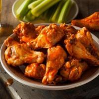 (24) Jumbo Wings · Choose four sauce flavors. Fresh never pre-cooked jumbo chicken wings.