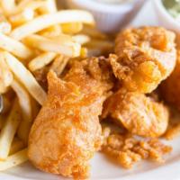 Fish And Chips · beer battered Atlantic cod, house-made dill tartar, and choice of two sides