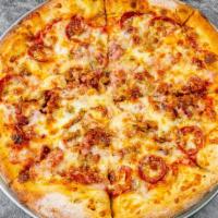 Meat Combo Pizza
 · Ham, sausage, pepperoni, bacon & mozzarella.