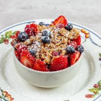 Pam'S Favorite  · Greek Yogurt topped with crunch granola, fresh berries, honey, pecans and cinnamon with an E...