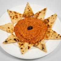 Spicy Feta Dip · With two pitas.