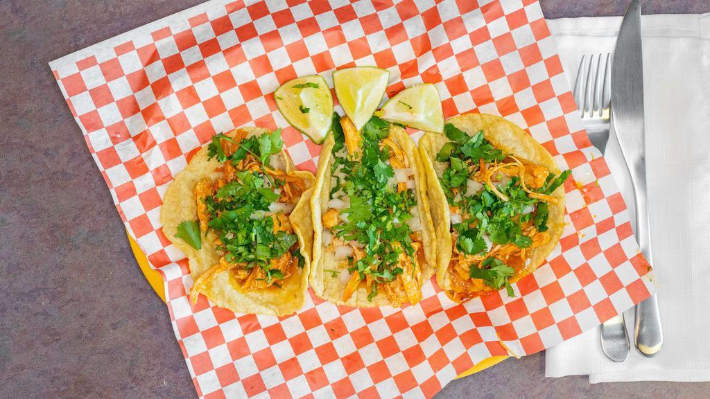 Taco · Corn tortilla, with cilantro, onions & choice of meat.