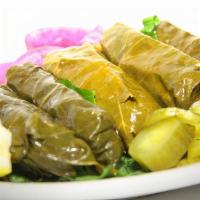 Vegetarian Grape Leaves · Vegetarian. Rolled with vegetables, rice, and herbs.