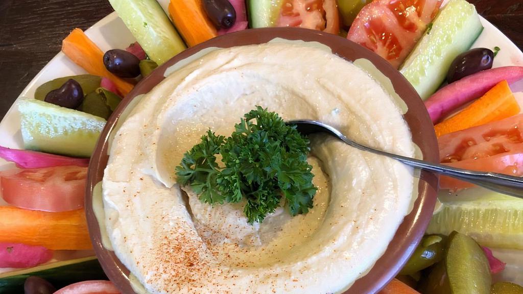 Hummus With Veggies · A beautiful mix of fresh veggies with hummus dip.