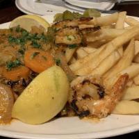 Salmon And Shrimp · Broiled salmon fillet, topped with shrimp and special sauce with assorted vegetables and hou...