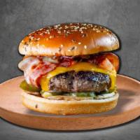 Bacon Central  Cheeseburger · Our signature patty with bacon, pickles, mayo, beef patty, and American cheese in our signat...
