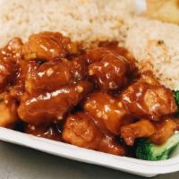 Peanut Butter Chicken · Chicken with broccoli and green onions in peanut butter sauce.