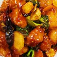 Imperial Chicken · Hot. Chicken with broccoli, water chestnut, carrot, mushroom, and baby corn in sweet and a l...