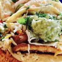 3 Traditional Corn Tacos · 3 corn tortilla tacos, choice of meat, onion and cilantro. Includes side of salsa and limes.