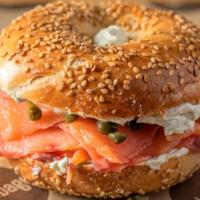 Nova Lox & Cream Cheese · A generous portion of Nova Scotia lox on your choice of bagel, and choice of plain or chive ...