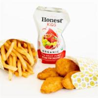 Chick'N Nuggets · 4 piece chick'n nuggets. Includes a kid's size order of fries, and your choice of drink.