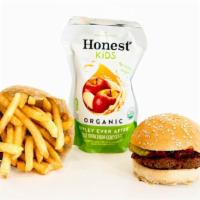 Kid'S Hamburger Meal · Ketchup, mustard, and pickle. Includes a kid's size order of fries, and your choice of drink.