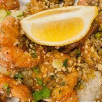 Hawaiian Ono Shrimp (Large) Large · Hawaiian traditional style shrimp with the shell on in garlic butter.