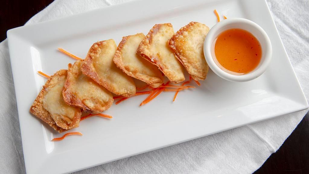 Crab Rangoon · Cream cheese with crab meat wrap in wonton wrap. Served with sweet sauce.