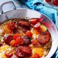 Eggs & Sujuk · Lamb Sausages with Scrambled Eggs