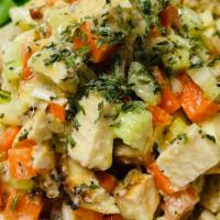 Mediterranean Salad   · Diced carrots, celery, tomato, onion, radish, chicken breast and parsley served with creamy ...