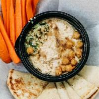 Hummus Plate · carrots & tabouli with toasted pita [vegan]
