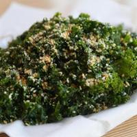 Hail The Kale · Fresh ribbons of kale lightly tossed with parmesan cheese and lemon olive oil dressing, topp...