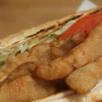Lake Perch Sandwich · Lightly breaded lake perch on a toasted French bread with lettuce tomato and tartar sauce.