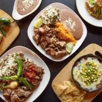 Taco Dinner · Includes Includes 3 tacos with your choice of meat (steak, chicken, carnitas and barbacoa) w...