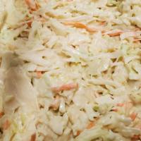 Coleslaw · Cabbage, carrots, mayo, sour cream, and dijon mustard.