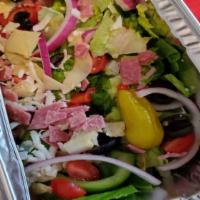 Via Bella Salad Or Chopped Salad · Romaine lettuce, carrots, salami, artichoke hearts, onions, red peppers, pepperoncini, impor...