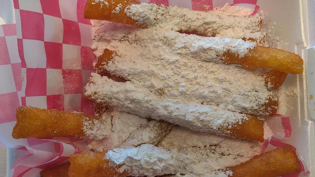 Funnel Cake Fries · Deep fried and topped with powdered sugar.