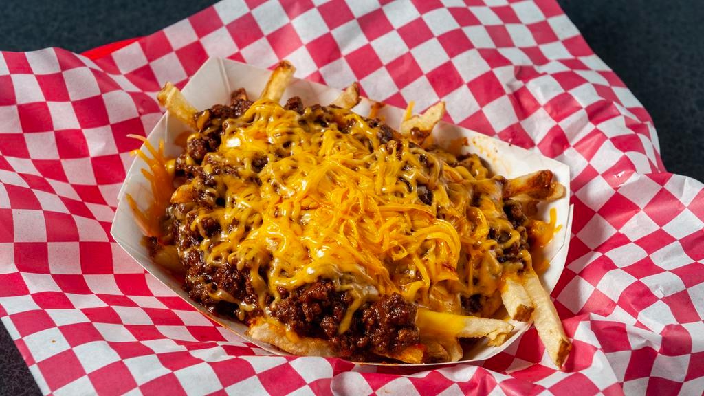 Chili Cheese Fries · Fresh cut fries topped with chili and cheese.