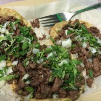 Tacos Dinner (3 Tacos Rice & Beans) · 3 tacos con arroz y frijoles carne asada, pastor o pollo. Your choice of meat steak, chicken...
