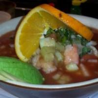 Caldo De Camaron · Con o sin cascara shrimp soup with or without peel.