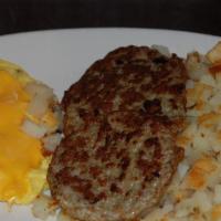 Two Eggs (Any Style) · With choice of breakfast meat: Bacon, Sausage Links, Sausage Patties. Ham, Corned Beef Hash ...