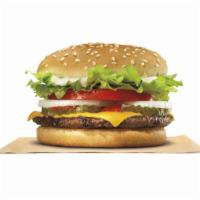 Whopper Jr. With Cheese · Our WHOPPER Jr. Sandwich features one savory flame-_grilled beef patty topped with American ...