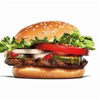 Whopper Jr. · Our WHOPPER Jr. Sandwich features one savory flame-grilled beef patty topped with juicy toma...