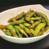 Edamame · Immature soybeans steamed in the pod.