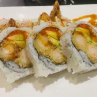 Shrimp Tempura Roll · Shrimp tempura, tobiko, cucumber and avocado.