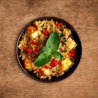 Yum Cottage Cheese Biryani · Tender pieces of Fresh cottage cheese cooked slowly with aromatic long basmati rice in our s...