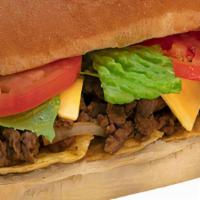 Taco Sub · Taco seasoned burger, fresh bread, cooked with cheddar cheese, taco chips, onions, lettuce, ...
