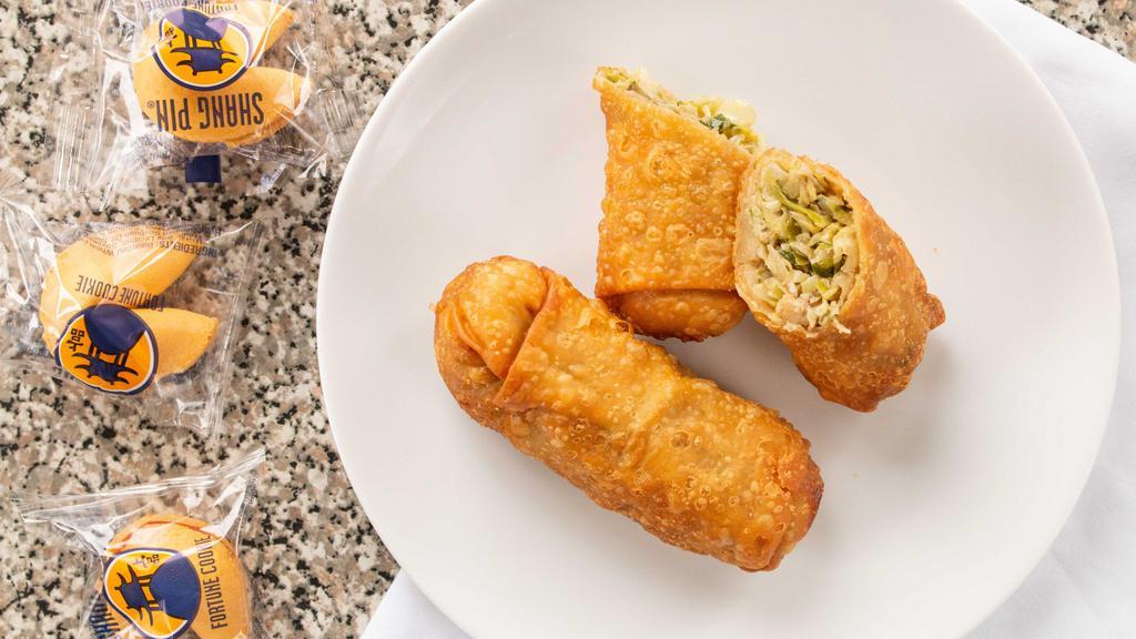 Veggie Egg Roll · A giant egg roll filled with cabbage, celery, carrots, water chestnuts, peanut oil, mushrooms, green onions, and Oriental spices.