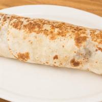 Giant Burrito - Chicken Only · Filled with cheese, lettuce, tomato, sour cream, rice, onions, cilantro, and shredded chicke...