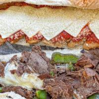 Philly Steak & Cheese Sub · Made with steak, melted cheese, green peppers. fresh bread, USDA grade A meats, onions.