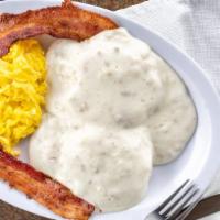 Sunrise 1/2 Biscuits & Gravy, 2 Eggs Any Style, 2 Pieces Of Links · Consuming raw or undercooked meats, poultry, seafood, shellfish, or eggs may increase your r...