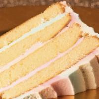 Rainbow Cake Slice - Goddess And Grocer · All profits from the sale of this cake in June will be donated to Howard Brown Health
