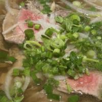 P8 Pho Tai Nam Gau · Rare steak, fatty flank & fatty brisket in noodle beef soup.